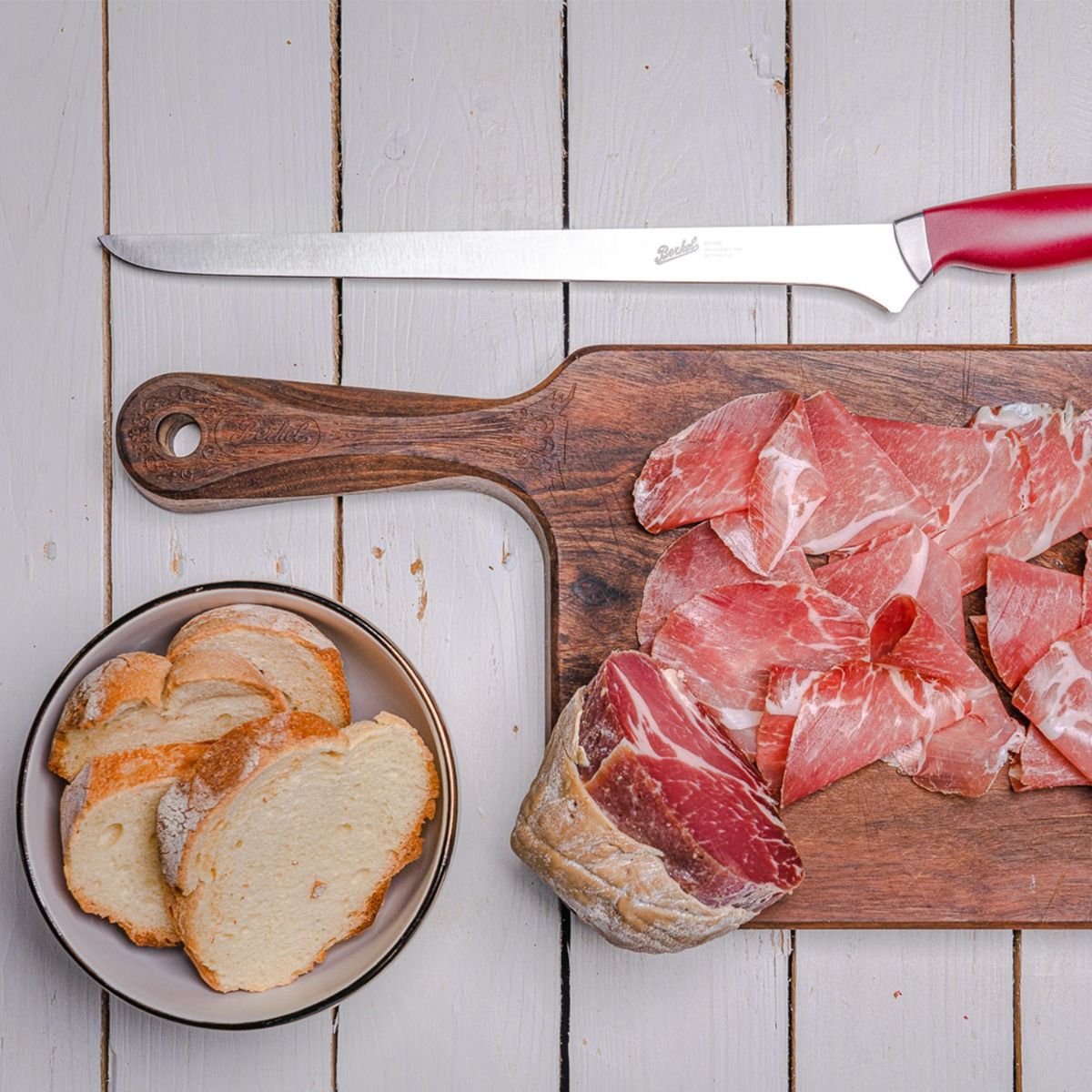 Ham Knife 28 cm  Stainless Steel Berkel Teknica Handle Red Resin